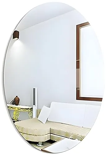 Abarro® Oval Shape Mirror Sticker for Wall on Tiles Bathroom Bedroom Living Room Basin Mirror Bathroom Wall Mirror Stickers Unbreakable Plastic Wall Mirror 30 * 40 (2mm)