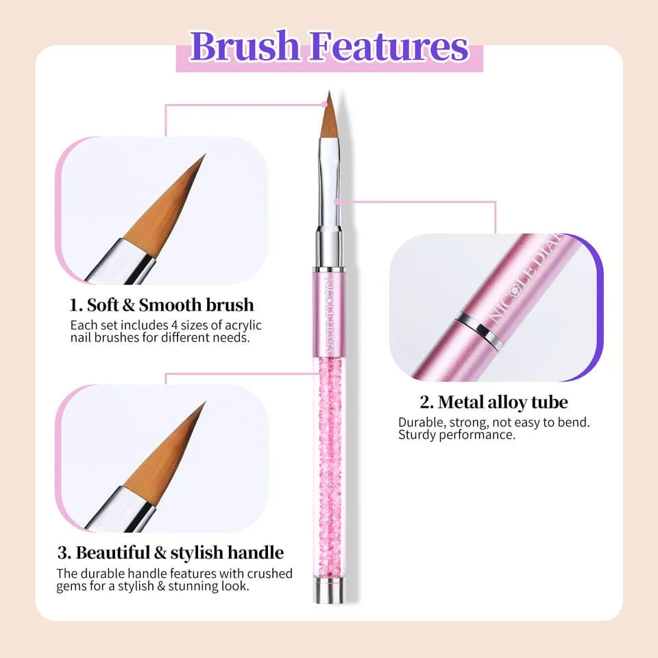 Acrylic Nail Brush Crimped Set 4pcs