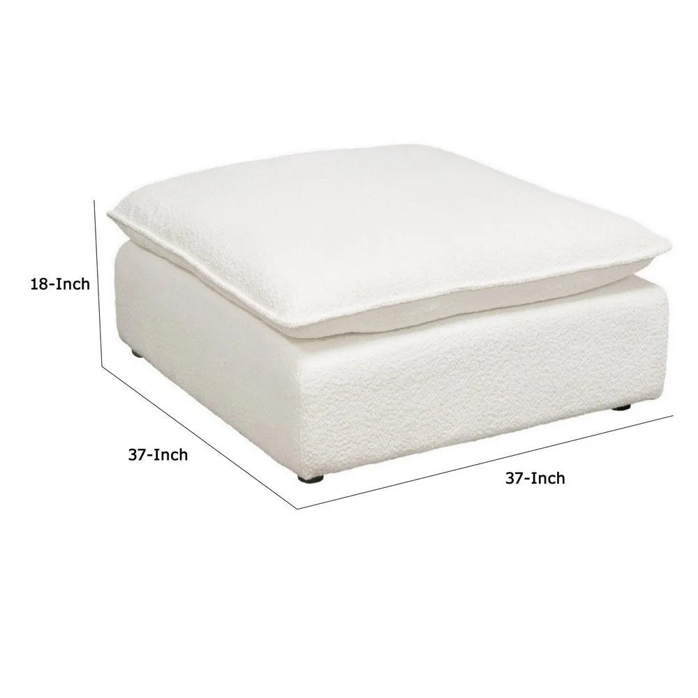 Agg 37 Inch Plush Ottoman, Feather Down Seat, White Faux Sheepskin By Casagear Home