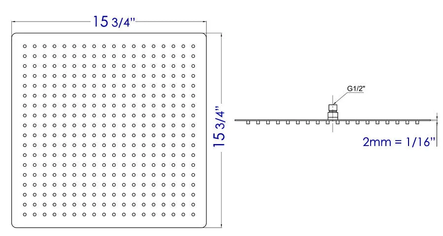 ALFI Solid Stainless Steel 16" Square Ultra Thin Rain Shower Head