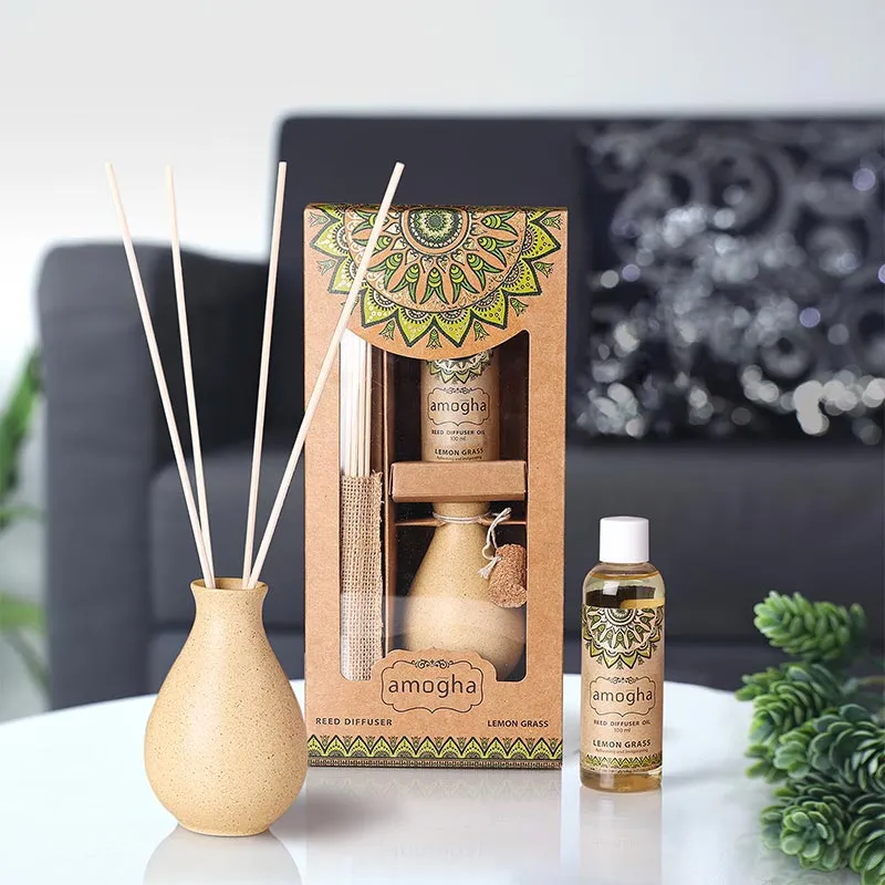 Amogha Reed Diffuser | Multiple Fragrances | 5 x 3 x 10 inches