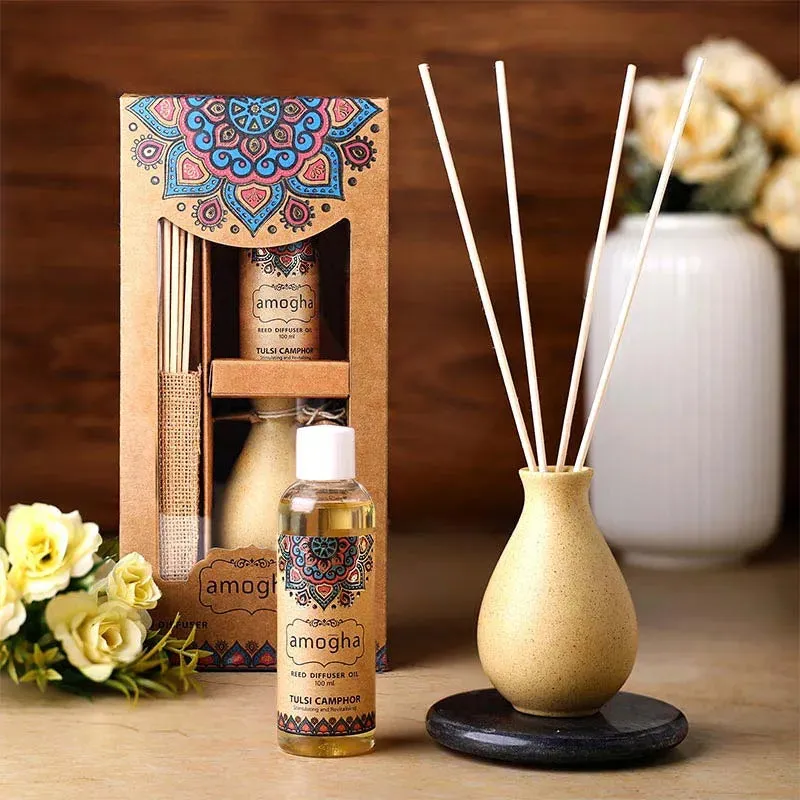 Amogha Reed Diffuser | Multiple Fragrances | 5 x 3 x 10 inches