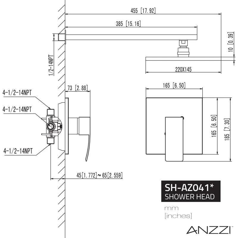 ANZZI Viace Series 1-Spray 8 in. Fixed Showerhead