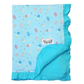 Aqua Popsicles Ruffle Stroller Blanket