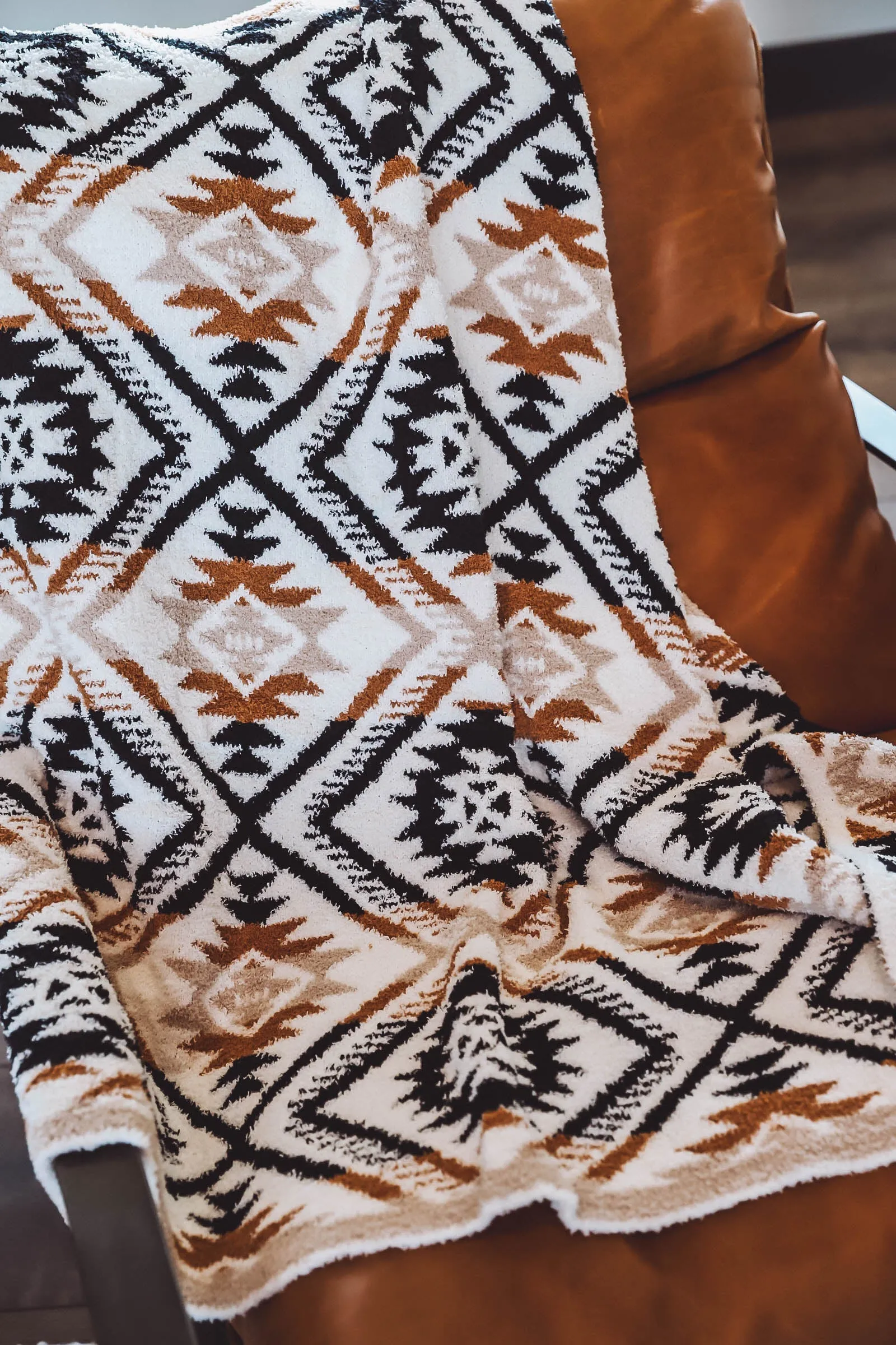 Aztec Pattern Throw Blanket-Brown Mix