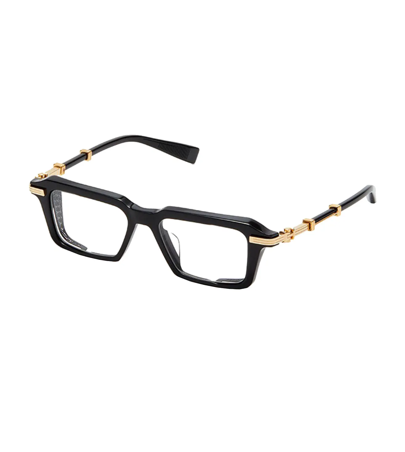 Balmain Unisex Black & Gold Rectangular Optical Frame