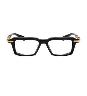 Balmain Unisex Black & Gold Rectangular Optical Frame