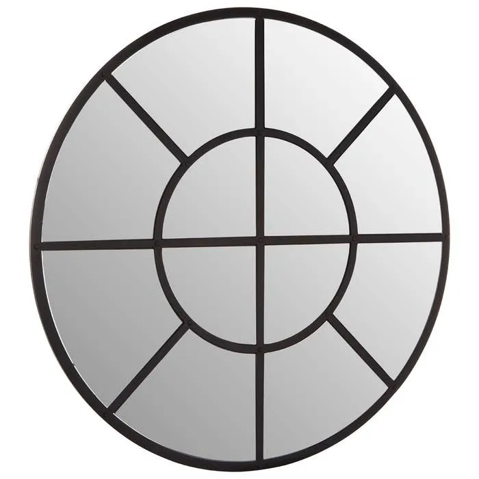 Black Finish Round Wall Mirror