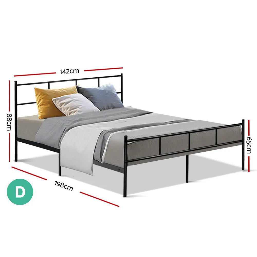 Black Metal Double Bed Frame, 300kg Capacity - Artiss