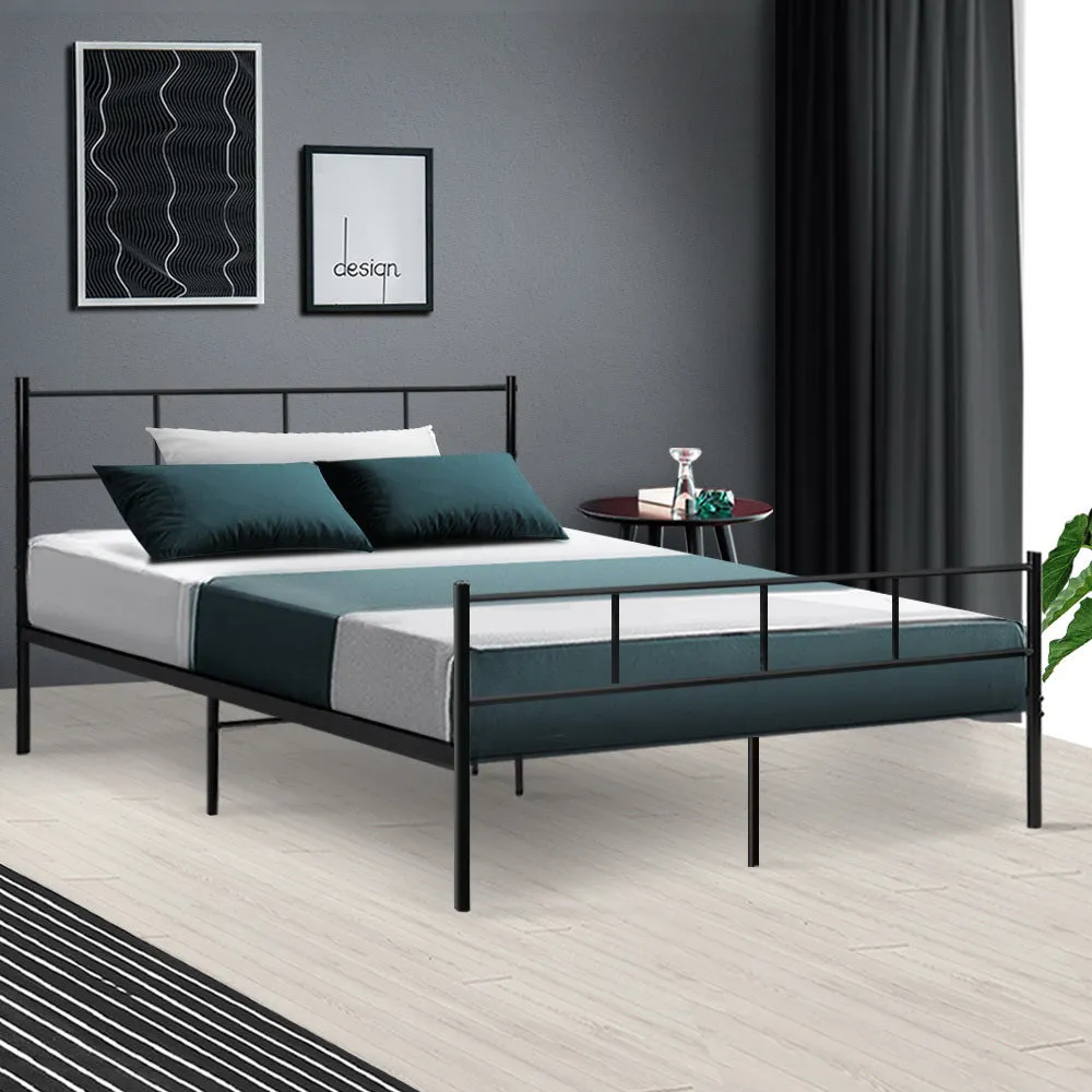 Black Metal Double Bed Frame, 300kg Capacity - Artiss