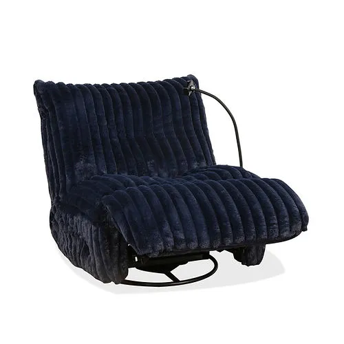 Blue Swivel Glider Recliner Chair with Cell Phone Holder