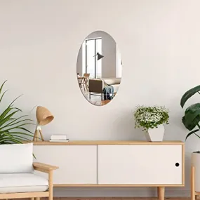 Bnezz - Self Adhesive Wall Mirror Stickers Big Size (30x20) Cm Frameless Mirror for Wall Stickers | Mirror for Bathroom | Bedroom | Wash Basin Flexible Mirror Sheets for Wall (MK-OvalMirror)