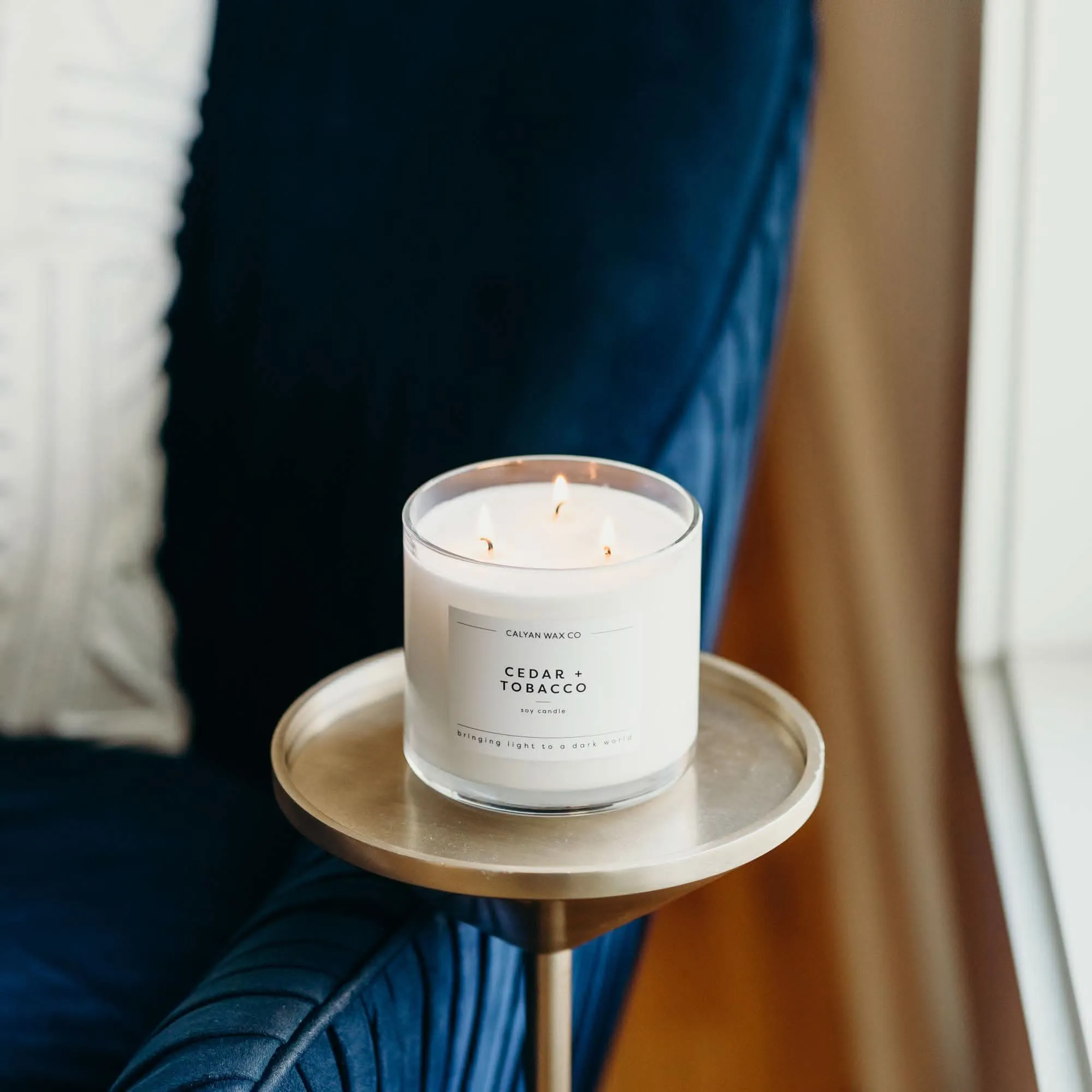 Cedar   Tobacco 3 Wick Soy Candle