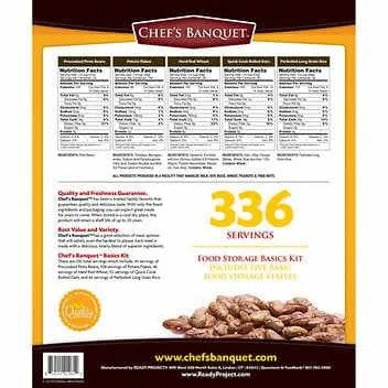 Chef's Banquet Food Storage Basics All-in-One Kit Variety Supply Bucket - 336 Servings