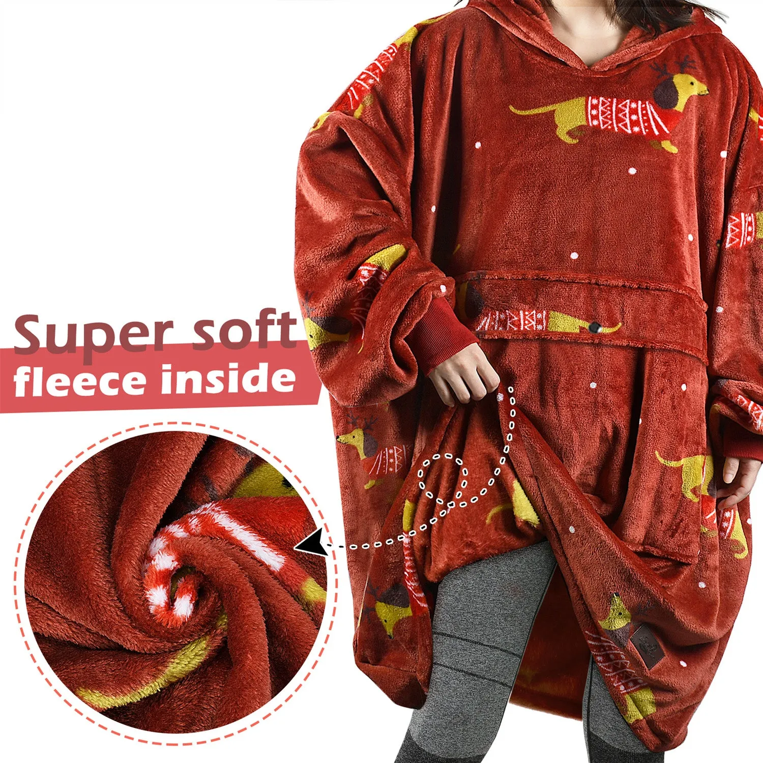 Christmas Spirit  All Season Oversize Hoodie Blanket