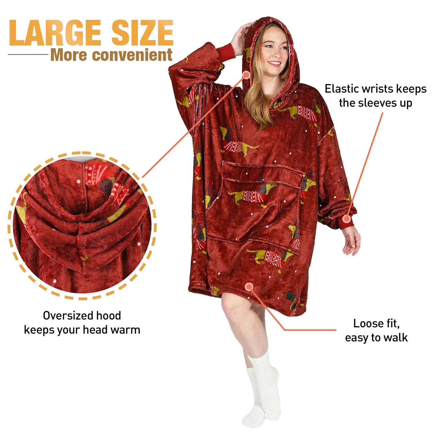 Christmas Spirit  All Season Oversize Hoodie Blanket