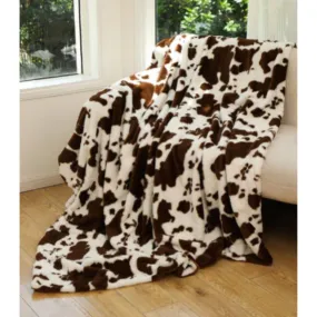 Cow Print Cozy Blanket -Dark Brown