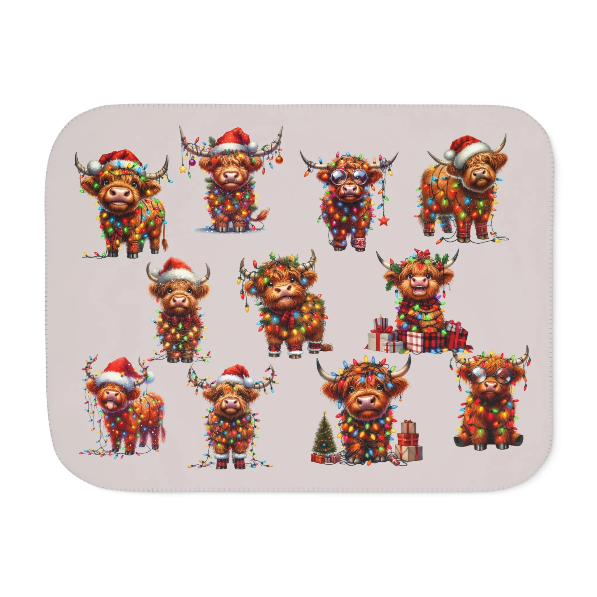 Cozy Up with the Highland Cow Christmas Sherpa Blanket, Two Colors