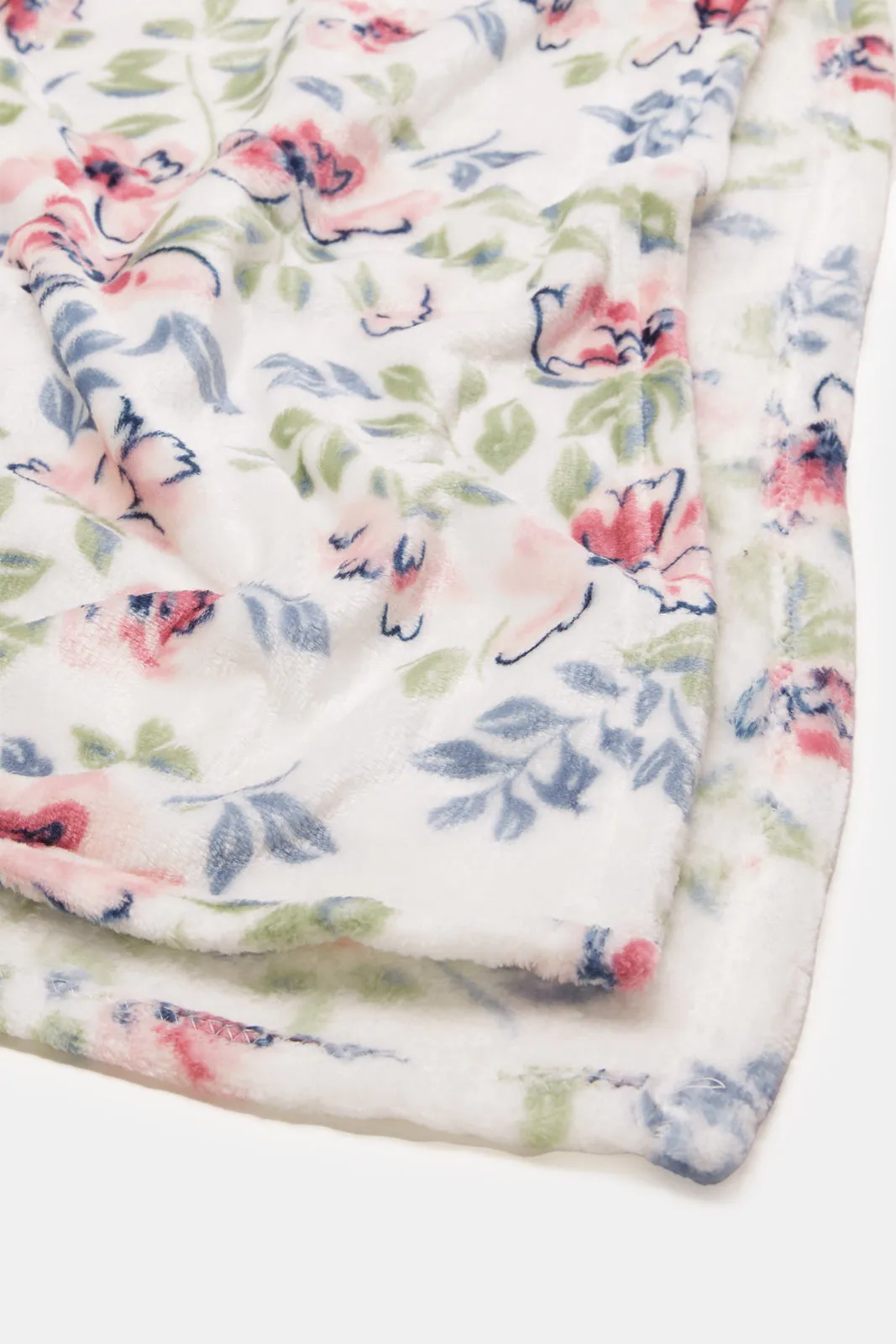 Cream Floral Print Kids Blanket