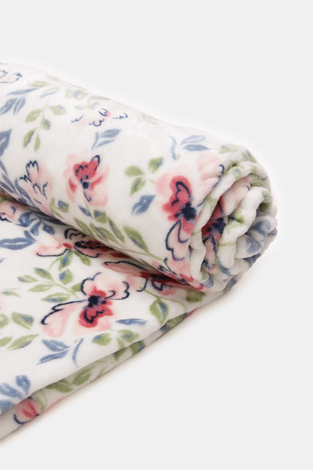 Cream Floral Print Kids Blanket