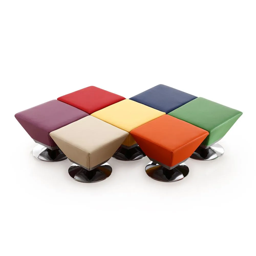 Diamond Swivel Ottoman Set of 7 in Multi Colors of Blue, Red, Purple, Green, Orange, Tan, and Yellow By Manhattan Comfort