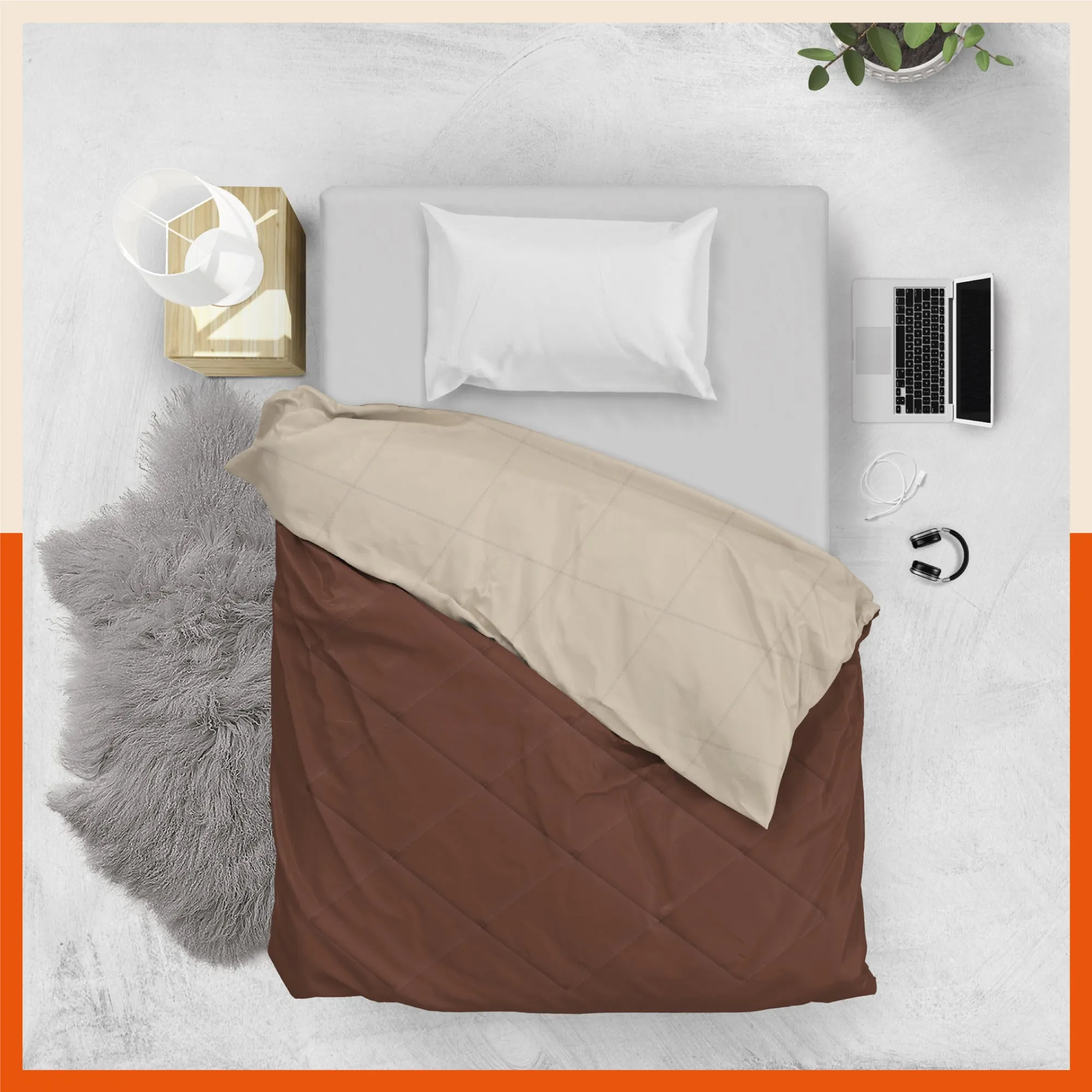 ELVA Reversible Microfiber Comforter / Blanket / Quilt / Duvet For Home | Single â€“ Brown & Beige - 200 GSM