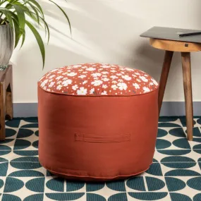 Fiona Floral Plush Pouffe - Terracotta Brown