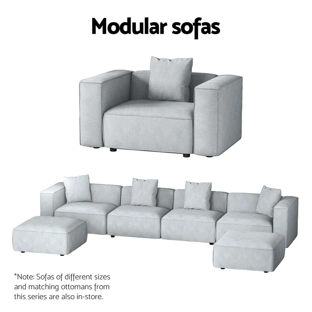 Grey 5-Seater Modular Sofa Chaise Set, Linen Fabric - Artiss