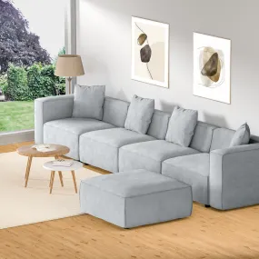 Grey 5-Seater Modular Sofa Chaise Set, Linen Fabric - Artiss