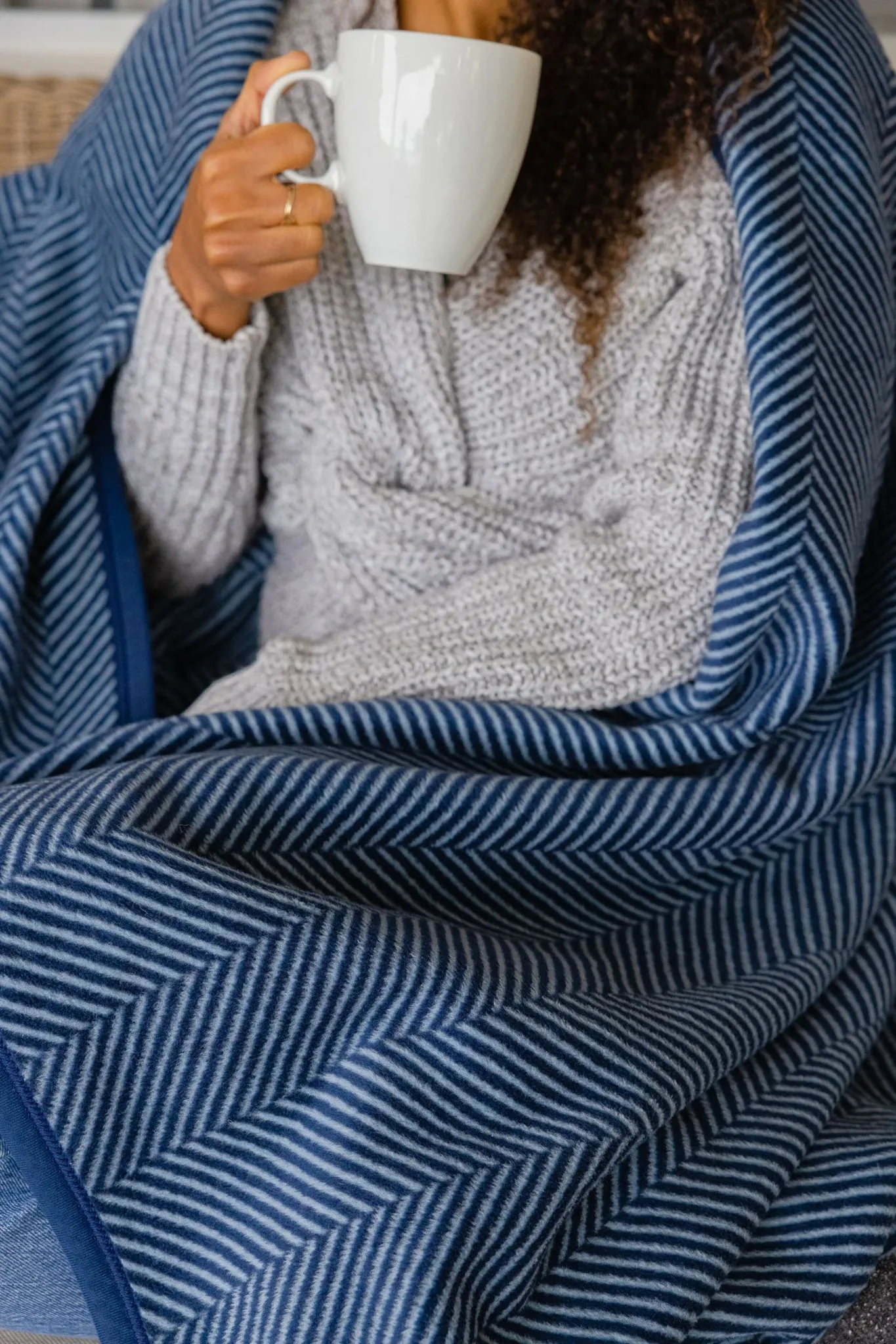 Harborview Herringbone Navy Blanket