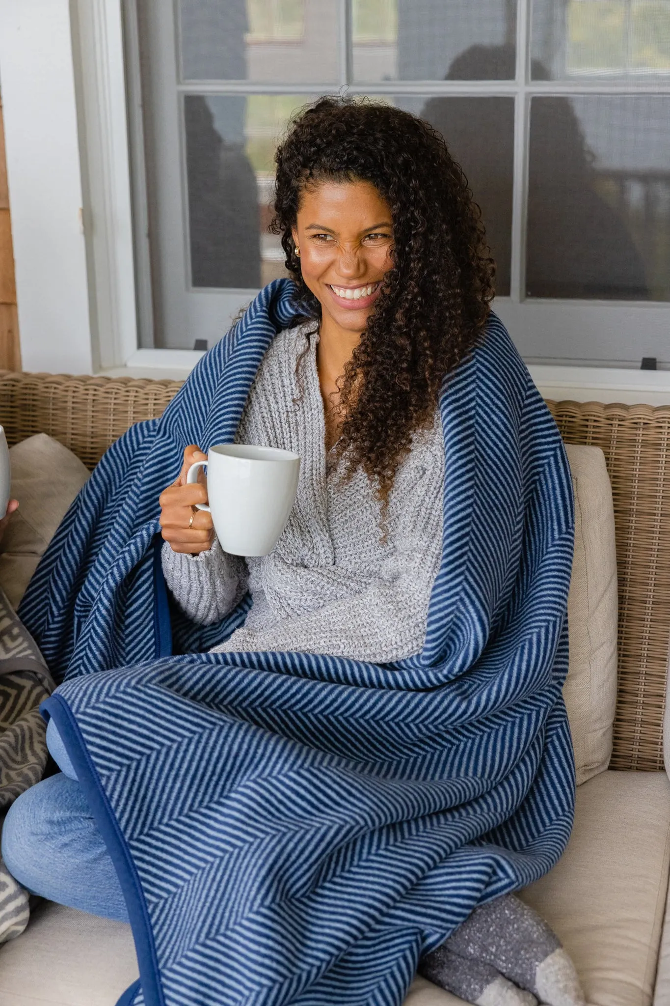 Harborview Herringbone Navy Blanket