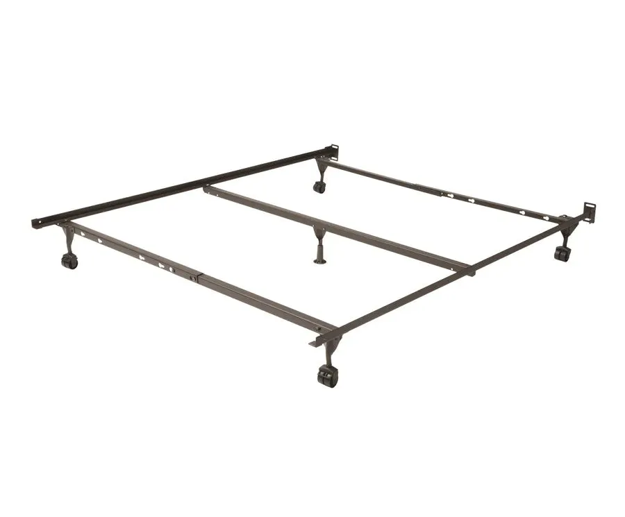 Heavy Duty Insta-Lock Queen/Full/Twin XL, Twin  Metal Bed Frame with Rollers