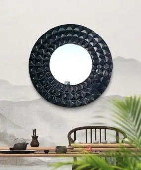 ICANDY CRAFTS STORE MDF Wall Mirror Frame Wall Hanging | Wall Floating | for Room | Hall | Bathroom Home | Decor Living Room | Black Clour | (24x24 Inch)