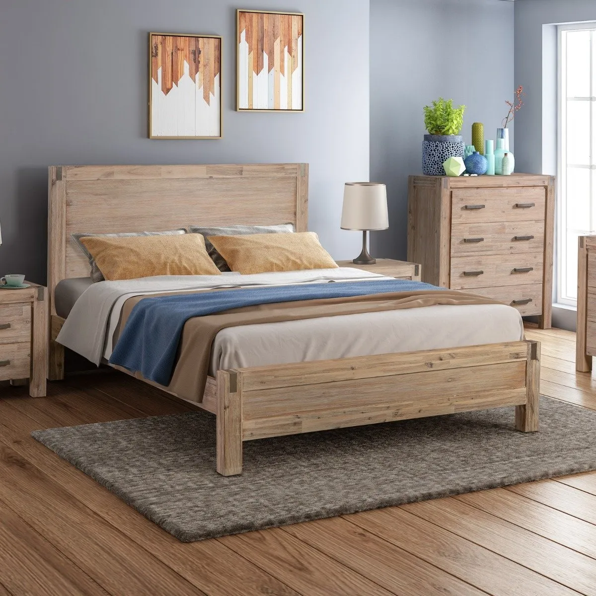 Java Wooden King Single Bed Frame Base Oak