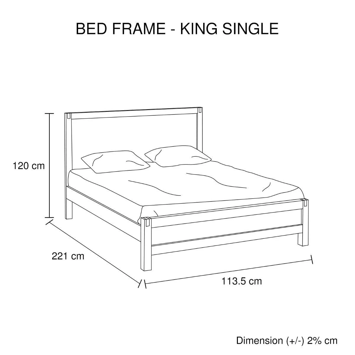 Java Wooden King Single Bed Frame Base Oak