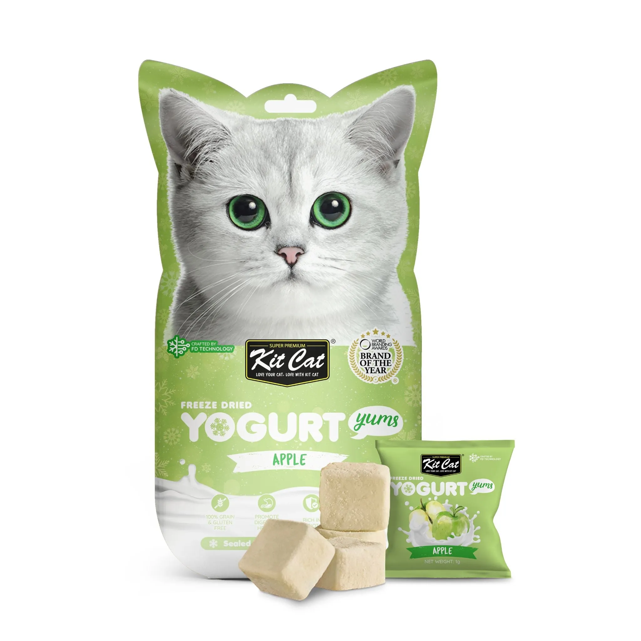 Kit Cat Freeze Dried Yogurt Yums Cat Treat - Apple (10pcs)