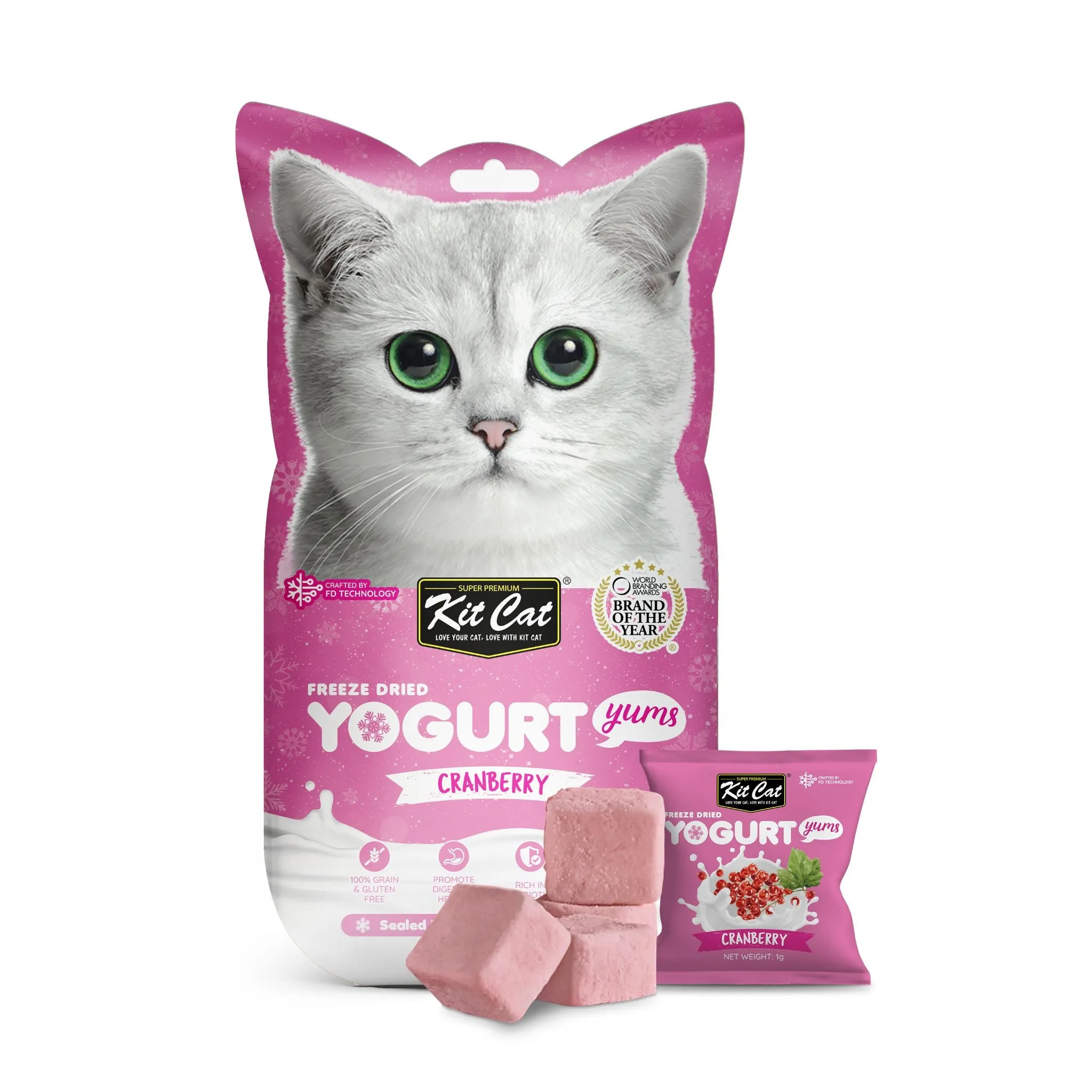 Kit Cat Freeze Dried Yogurt Yums Cat Treat - Cranberry  (10pcs)