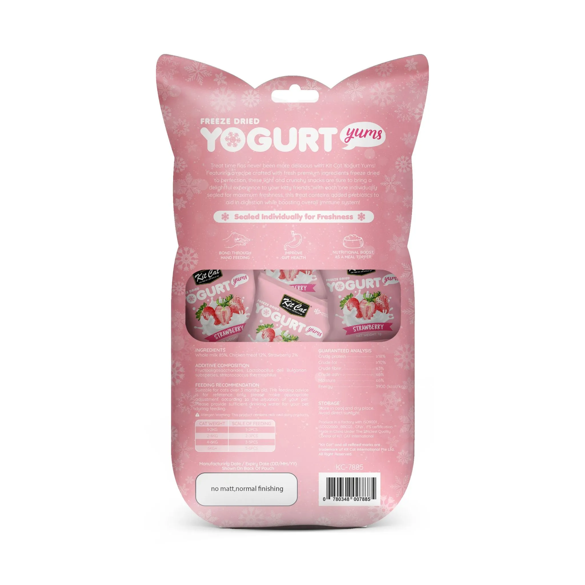 Kit Cat Freeze Dried Yogurt Yums Cat Treat - Strawberry (10pcs)