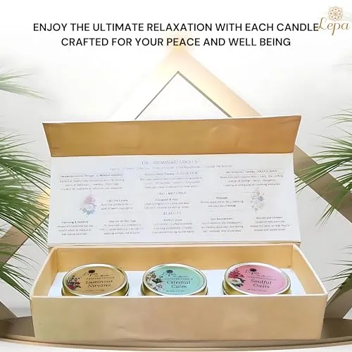 LEPA Raksha Bandhan Special Massage Scented Candles || Pure Coconut Wax || 100% Clean Cotton Wick-Handcrafted || Smoke-Free (Pack of 3)