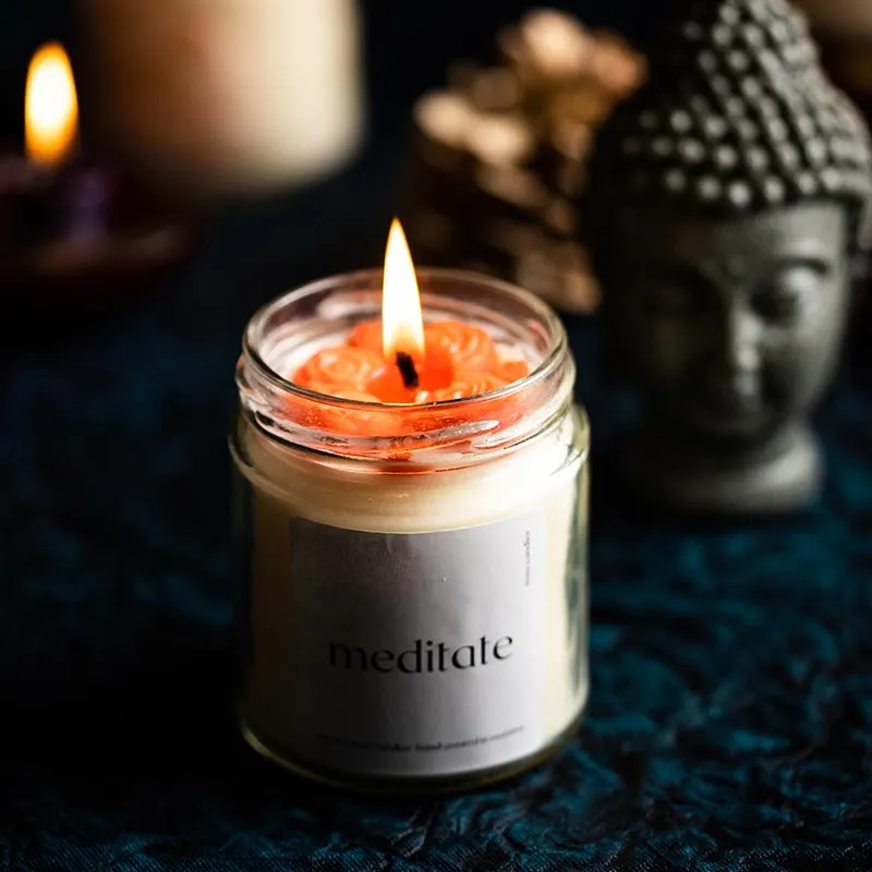 Meditate Scented Candles For Home Decor, Meditation Scented Candles | Single | 6.4 x 8.1 cm / 2.5 x 3.2 inches