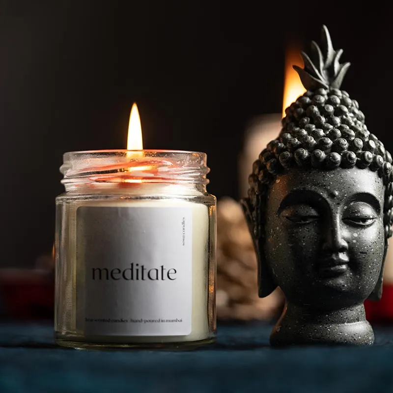 Meditate Scented Candles For Home Decor, Meditation Scented Candles | Single | 6.4 x 8.1 cm / 2.5 x 3.2 inches