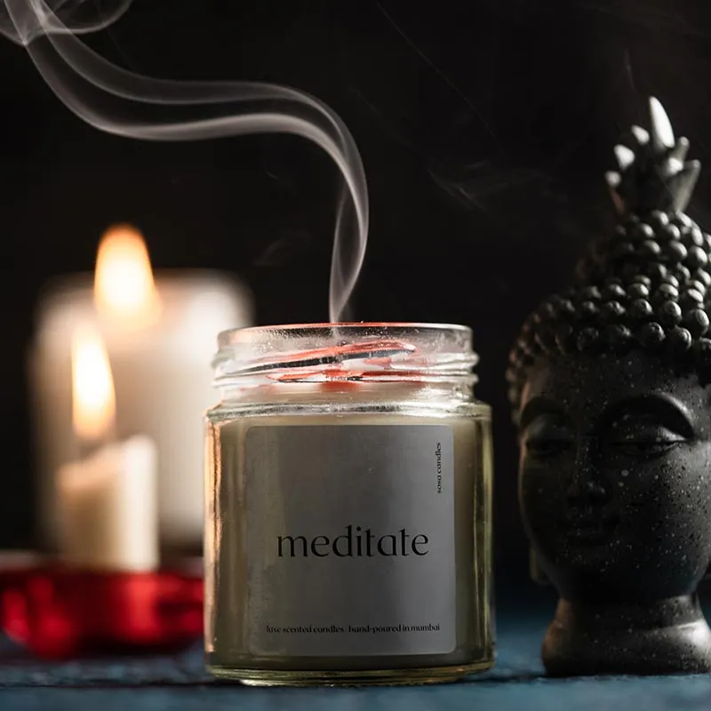 Meditate Scented Candles For Home Decor, Meditation Scented Candles | Single | 6.4 x 8.1 cm / 2.5 x 3.2 inches