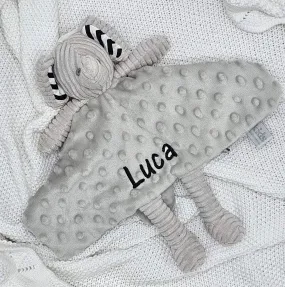 Minky Grey Elephant Personalised Baby Comforter