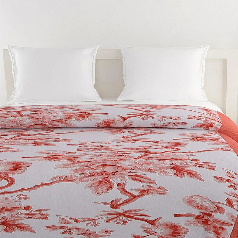 Misty Floral Cotton Comforter (Red)  - 150 GSM