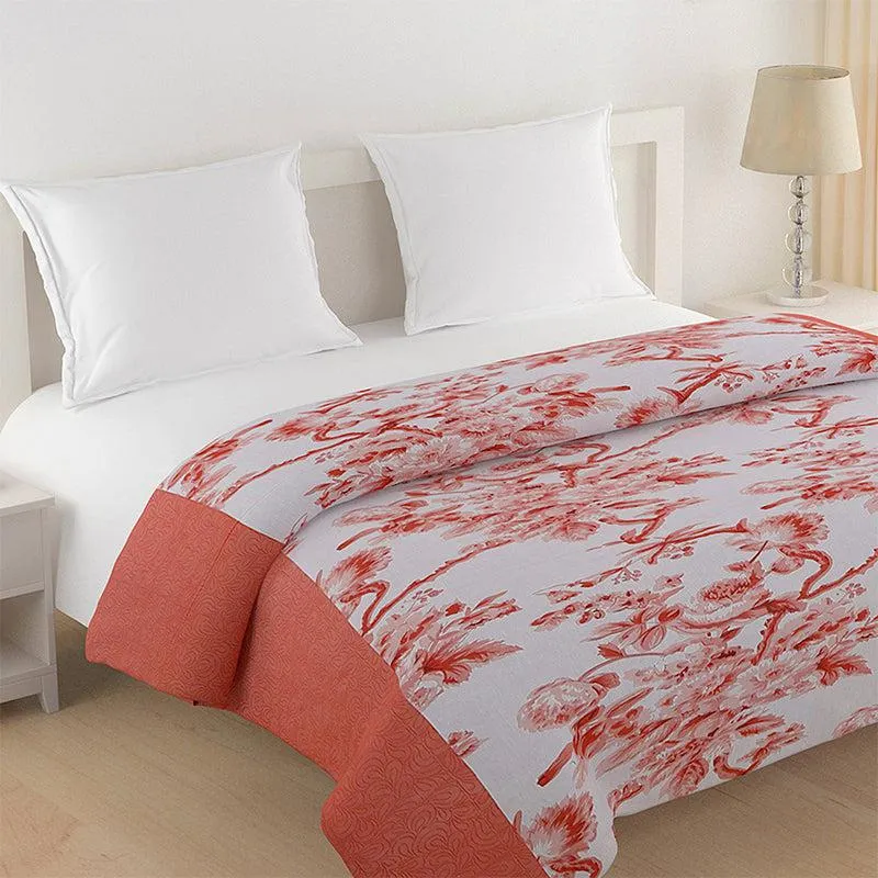 Misty Floral Cotton Comforter (Red)  - 150 GSM