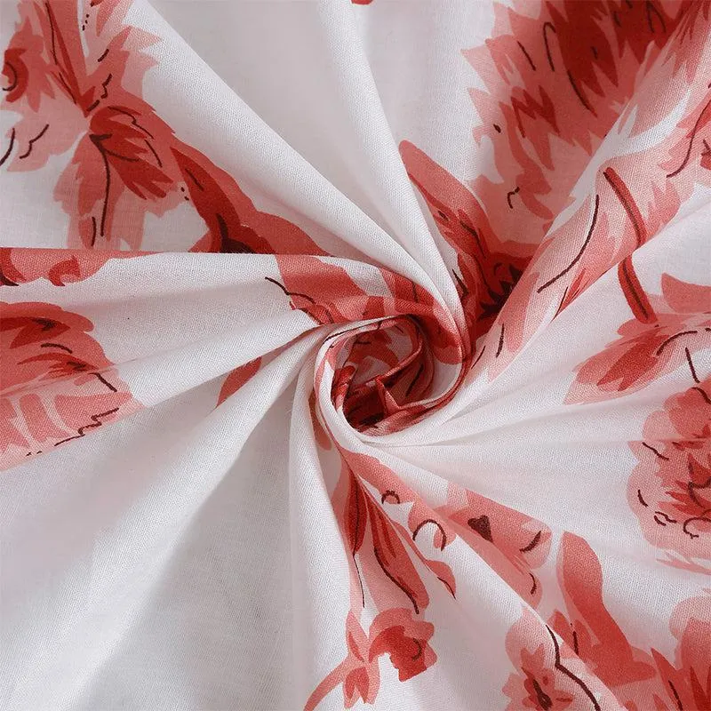 Misty Floral Cotton Comforter (Red)  - 150 GSM