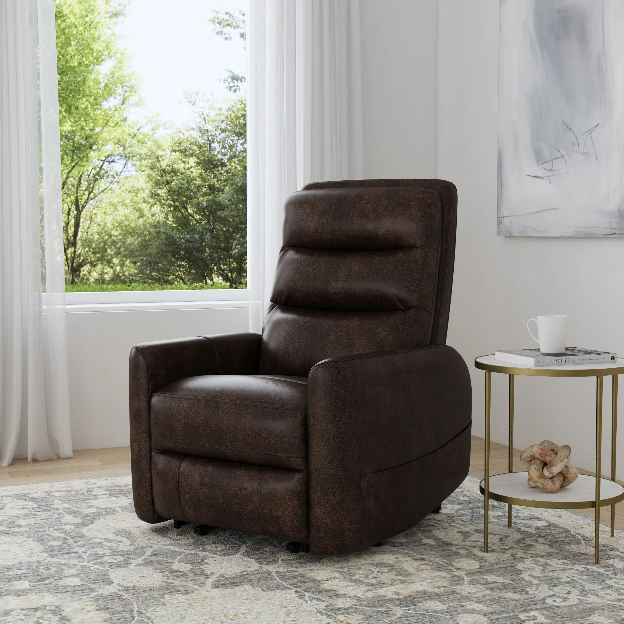 Octo Chocolate Brown Power Lift Recliner