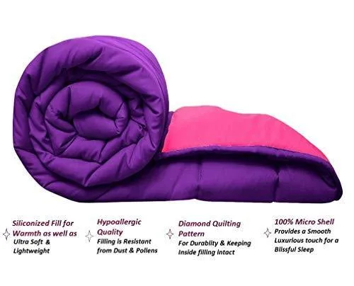 Omoroze Reversible Single Bed Quilt Comforter Blanket -Purple Pink(Soft Microfiber)