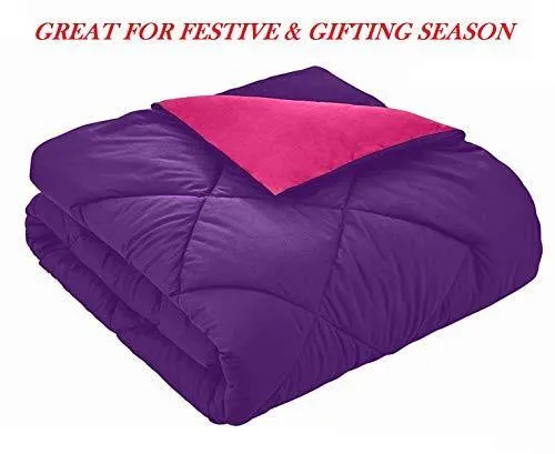 Omoroze Reversible Single Bed Quilt Comforter Blanket -Purple Pink(Soft Microfiber)