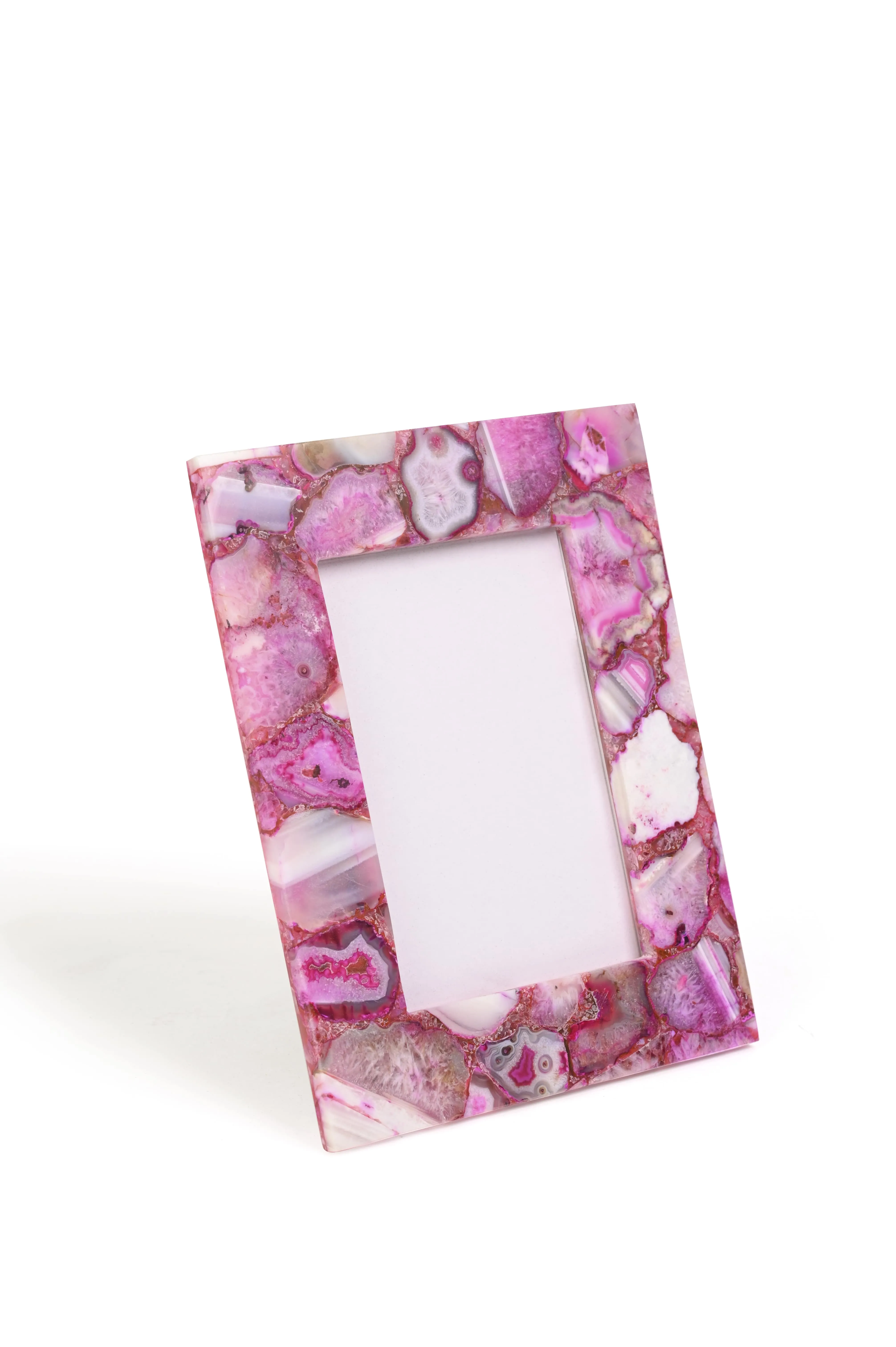 Pink Agate Photo Frame - Natural Stone Elegance for Cherished Memories